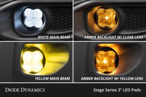 Subaru Forester Fog Light Bracket Kit - Diode Dynamics - SS3 Type Y - Amber - `22-`24